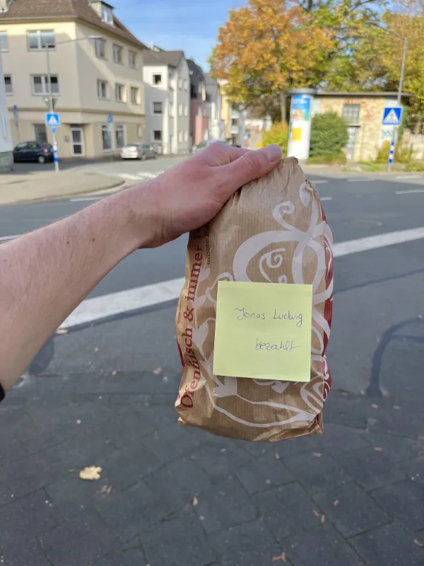 Über die neue App vorbestellte Brötchentüte von Bäckerei Kloke Paderborn