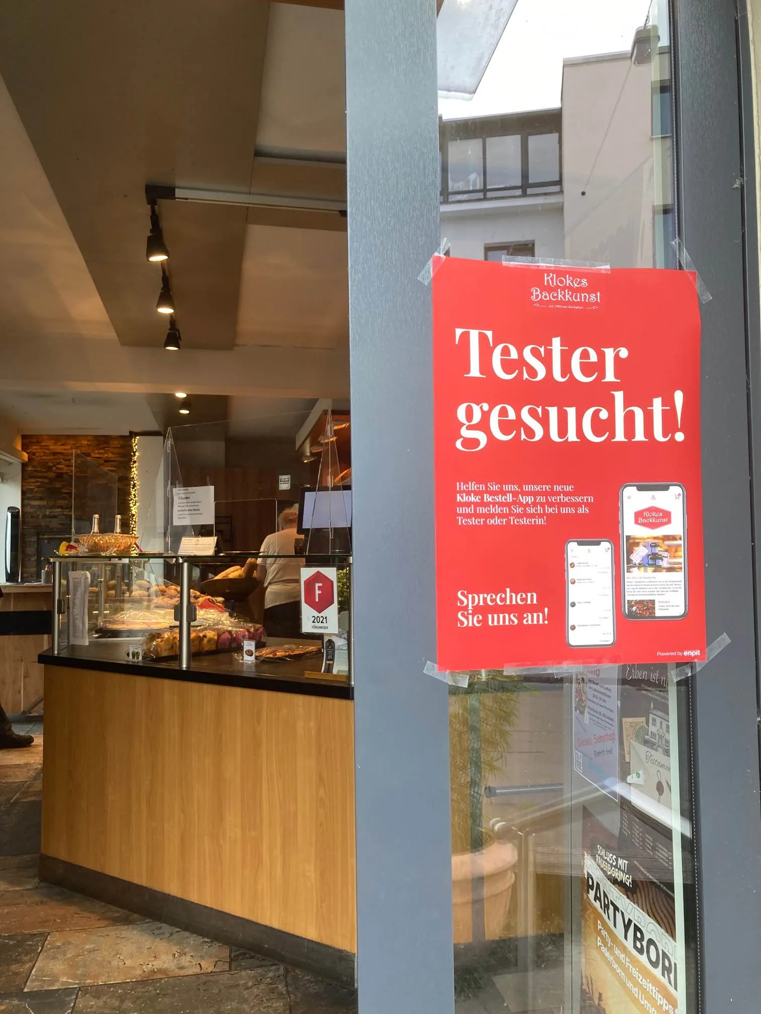 Werbeplakat für die Umfrage zu Bäckerei Kloke App
