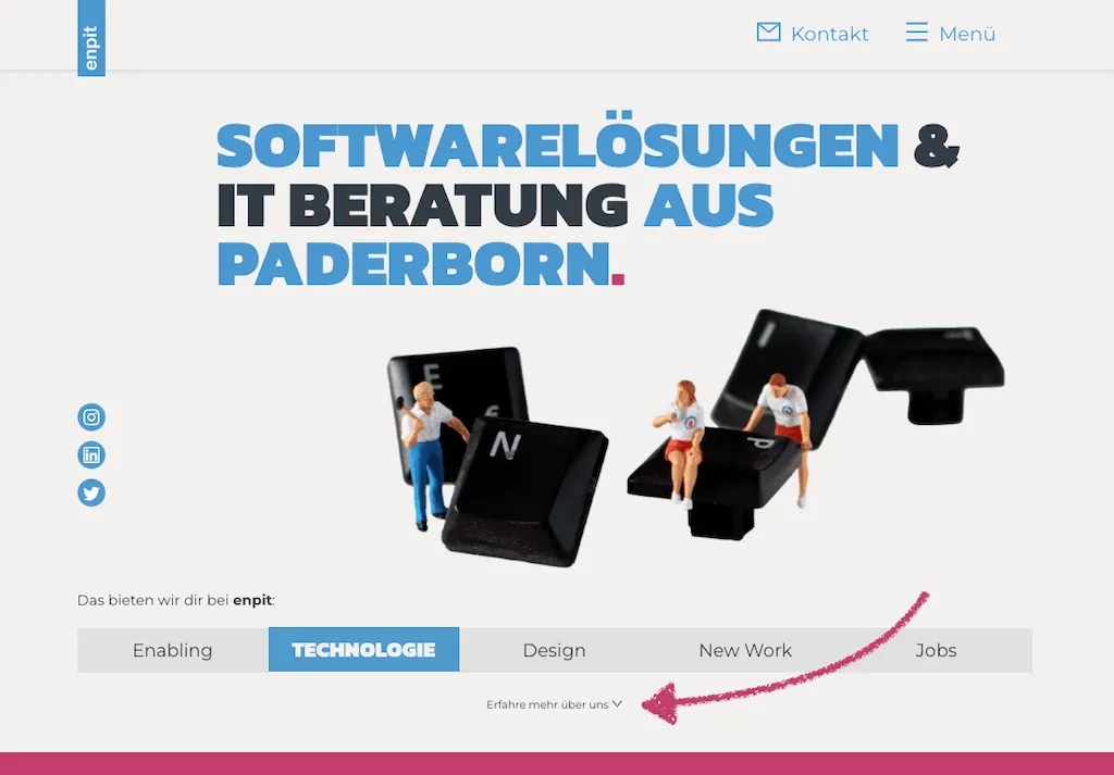 Screenshot der enpit Website